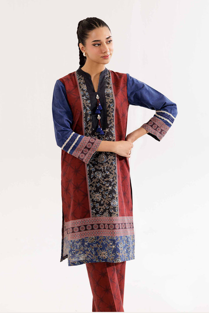 2 Piece Khaddar Maroon Printed Suit