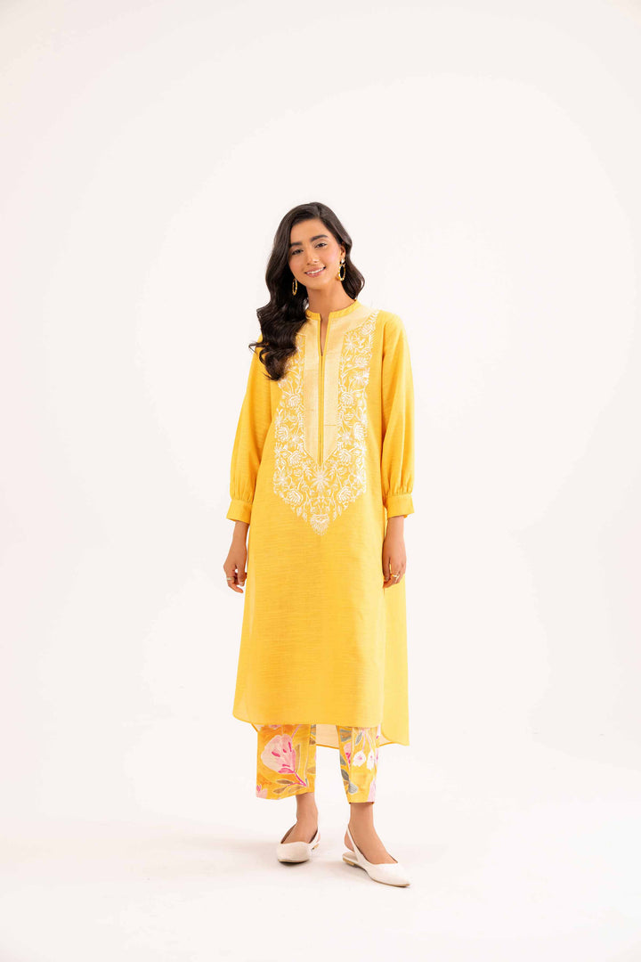 2 Piece Yellow Khaddar Suit