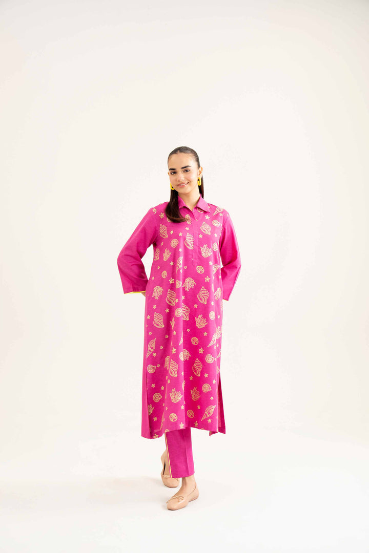 2 Piece Embroidered Pink Karandi Winter Suit