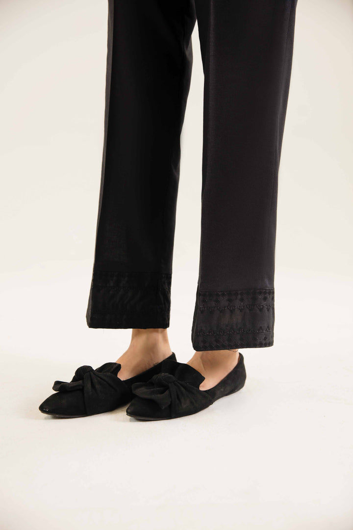 Black Karandi Embroidered Winter Trousers