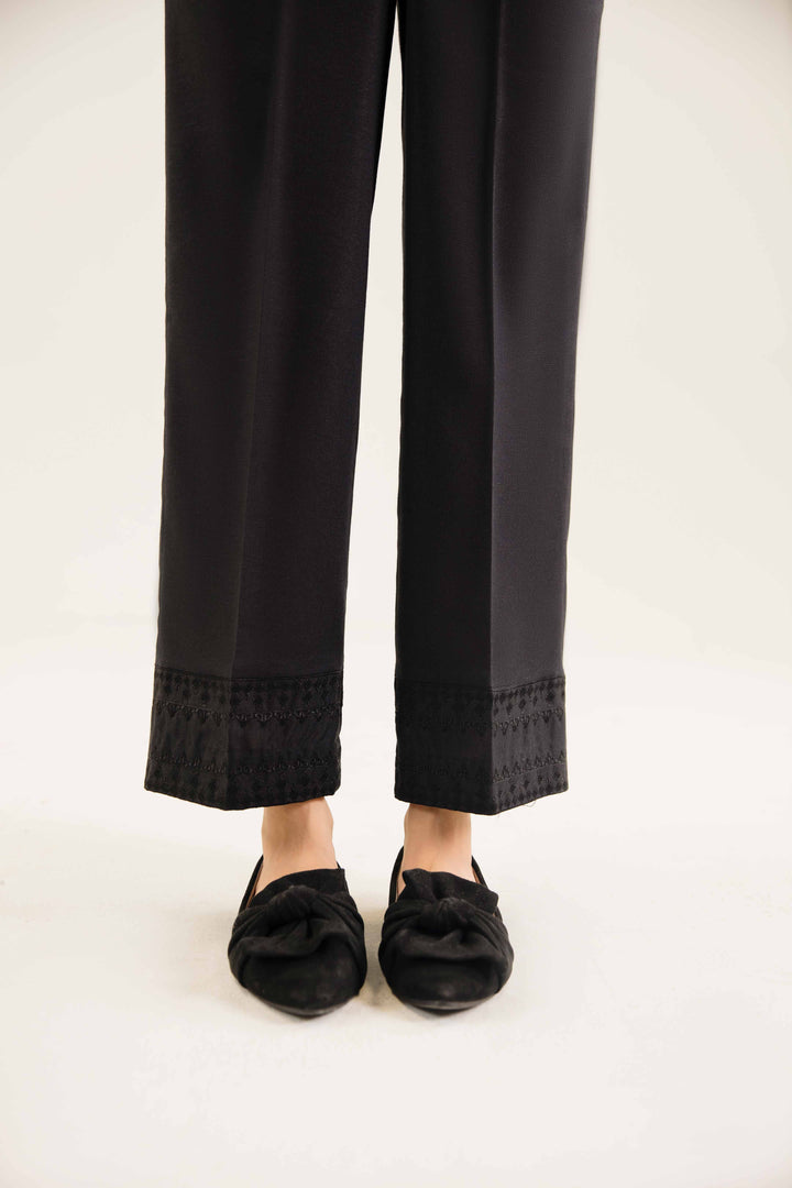 Black Karandi Embroidered Winter Trousers