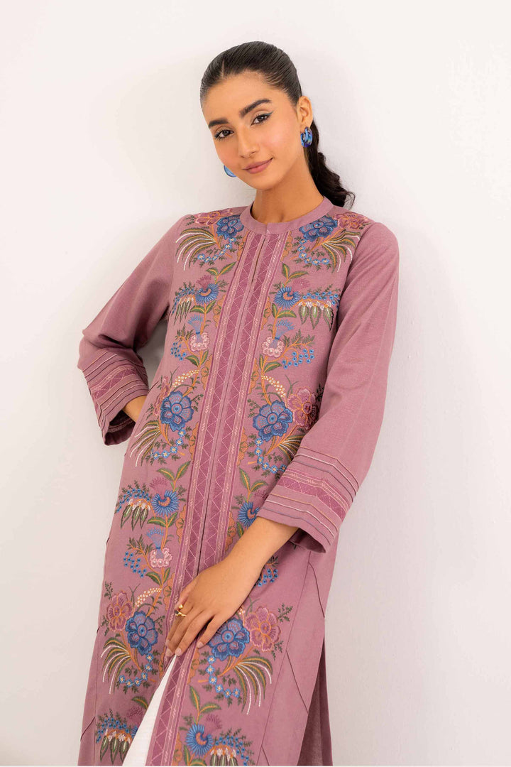 Embroidered Mauve Karandi Shirt