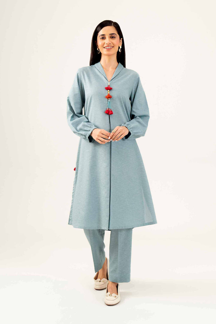 2 Piece Embroidered Sage Karandi Winter Suit