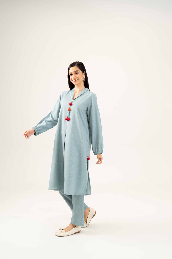 2 Piece Embroidered Sage Karandi Winter Suit 