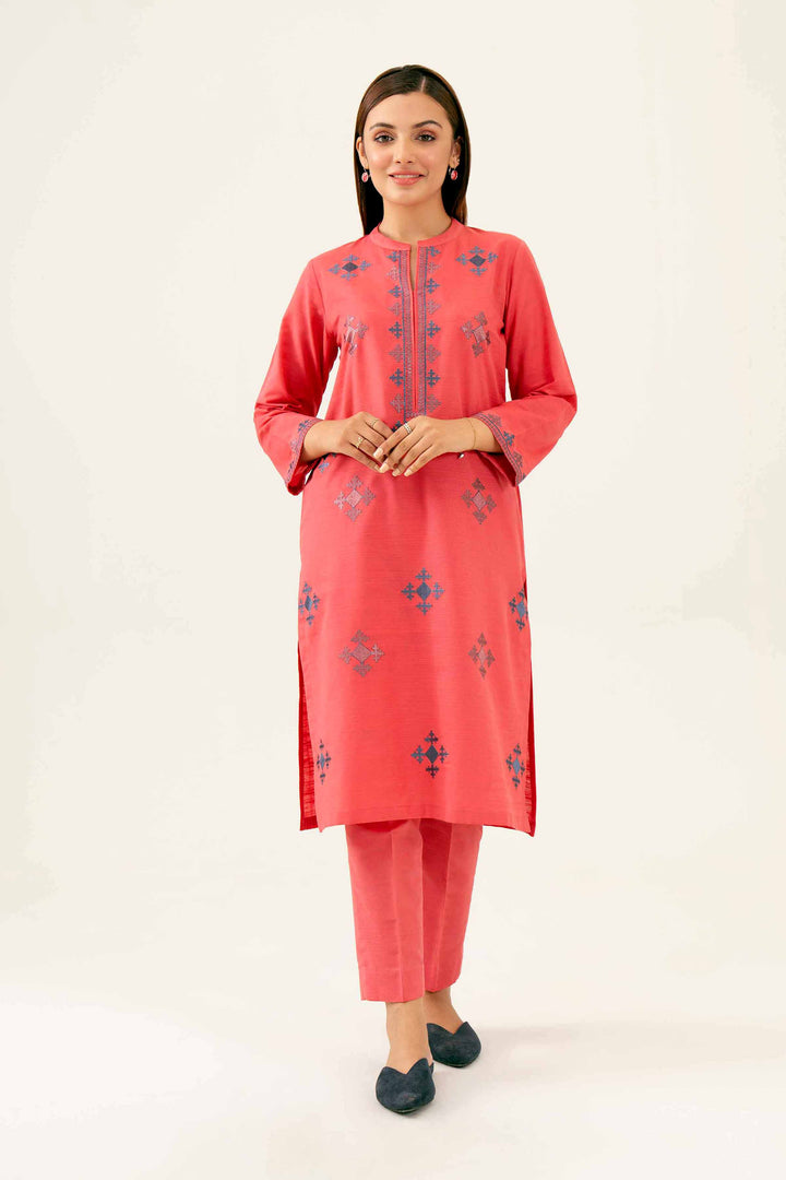 2 Piece Embroidered Coral Winter Khaddar Suit