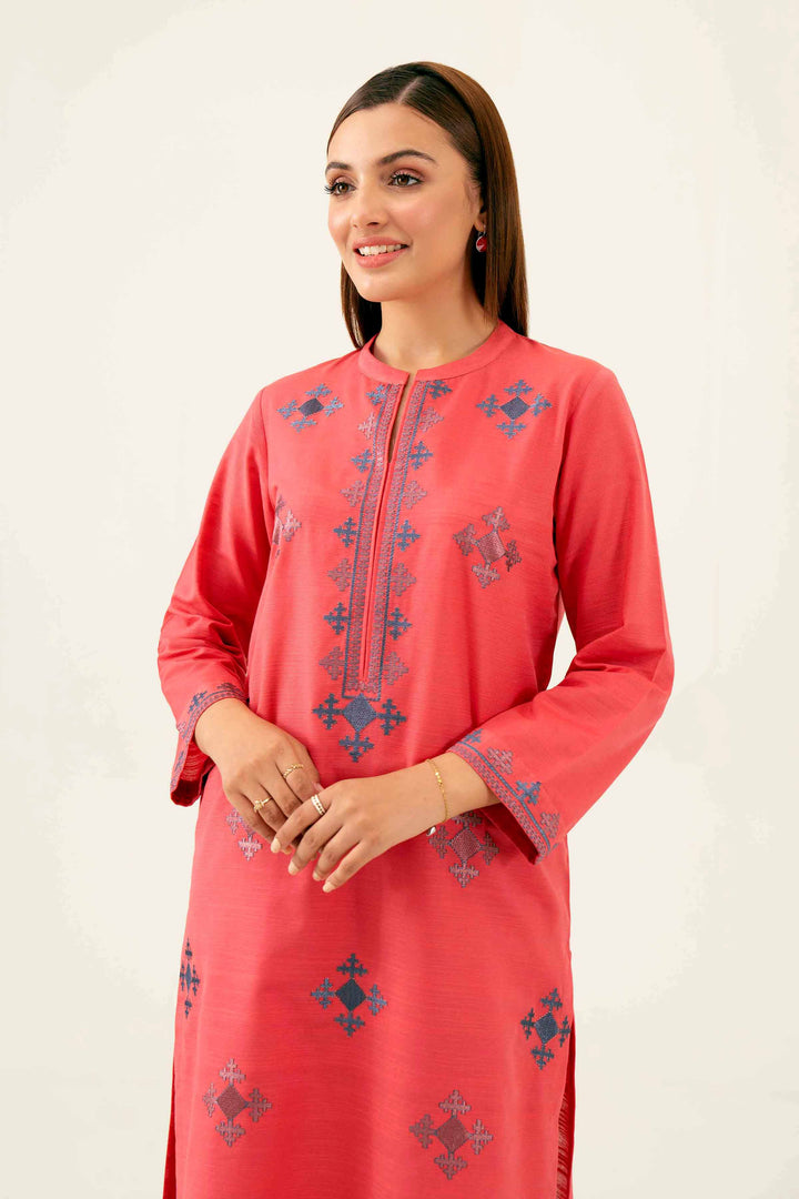 2 Piece Embroidered Coral Winter Khaddar Suit