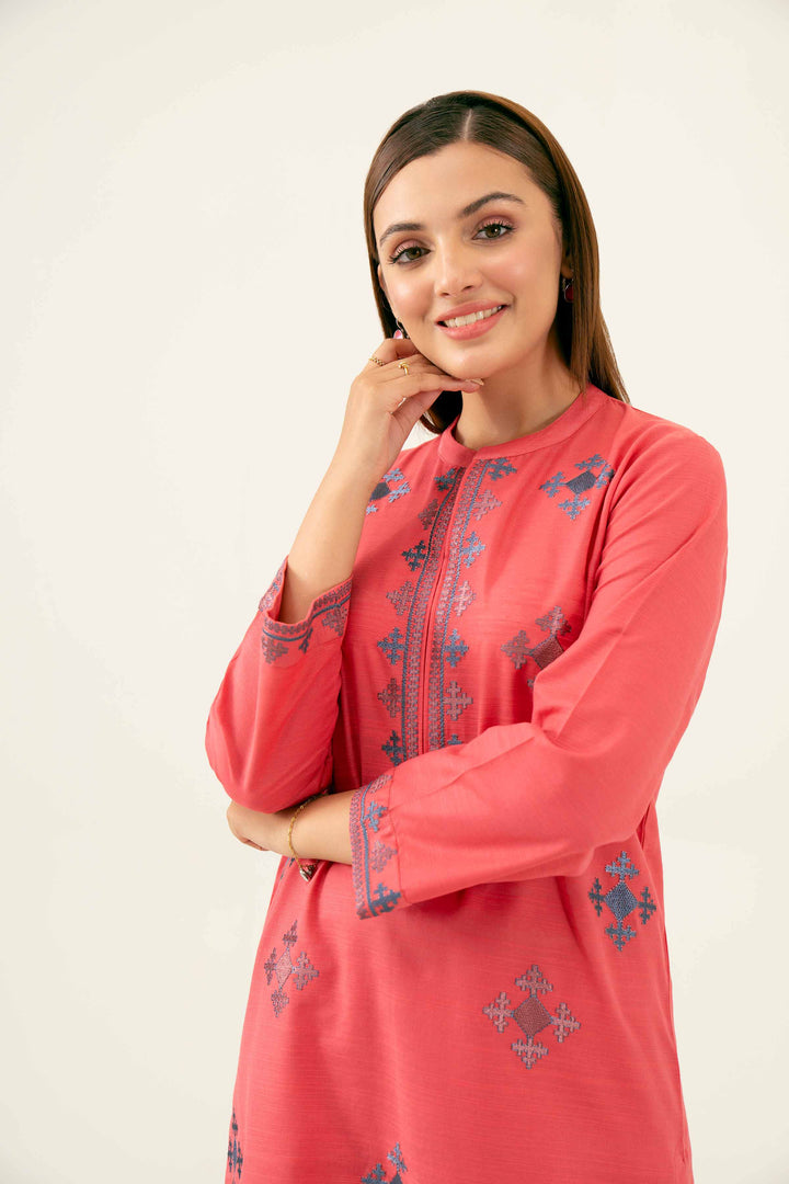 2 Piece Embroidered Coral Winter Khaddar Suit