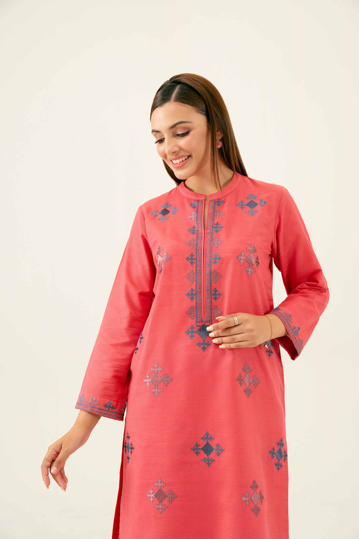 2 Piece Embroidered Coral Winter Khaddar Suit