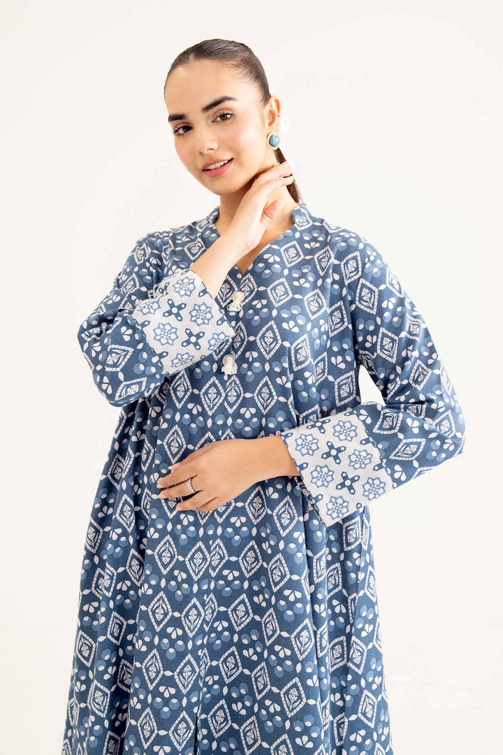 2 Piece Blue Karandi Printed Winter Suit