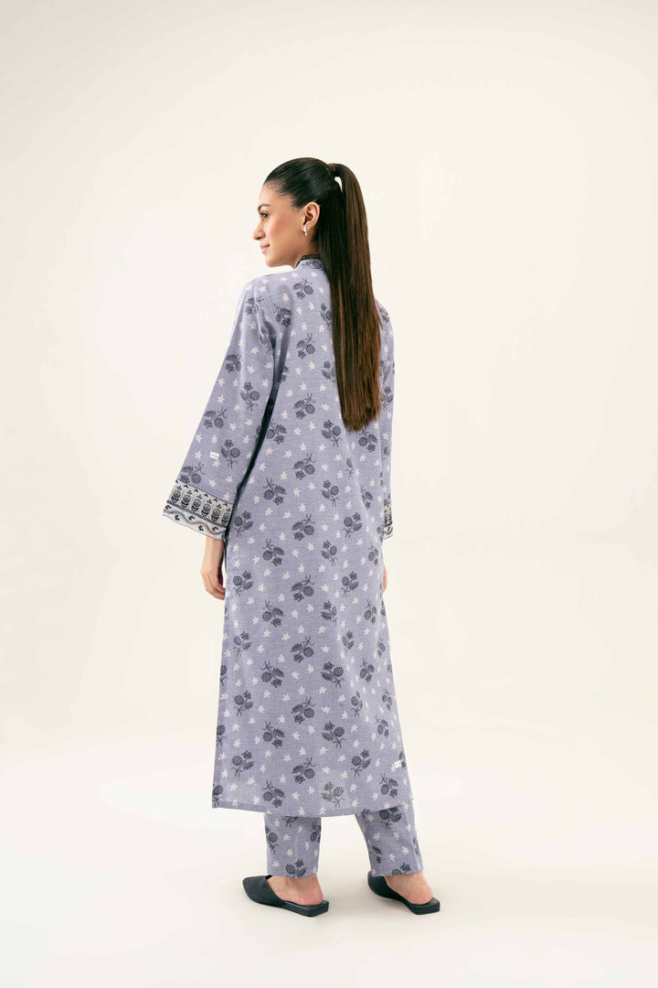 2 Piece Printed Embroidered Lavender Karandi Winter Suit