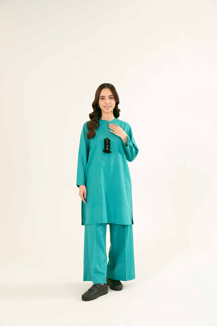 Basic Aqua Green Karandi Co-ord Set