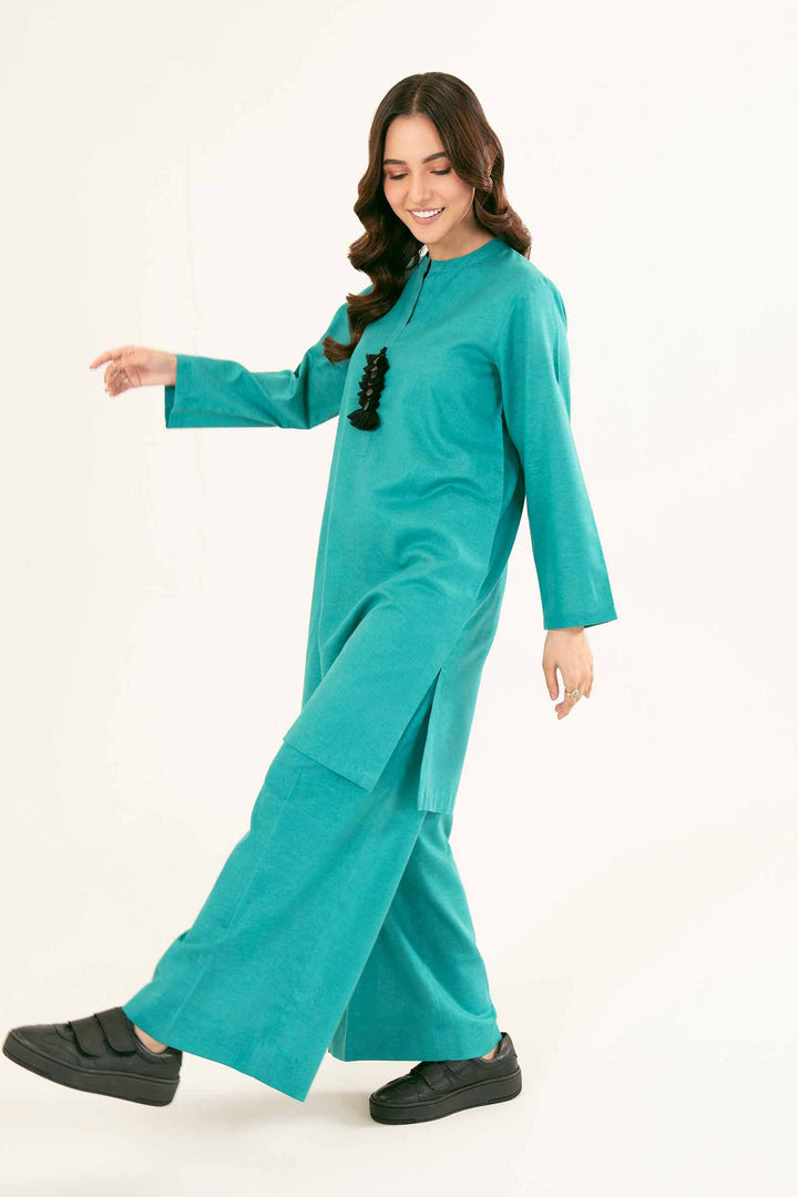 Basic Aqua Green Karandi Co-ord Set