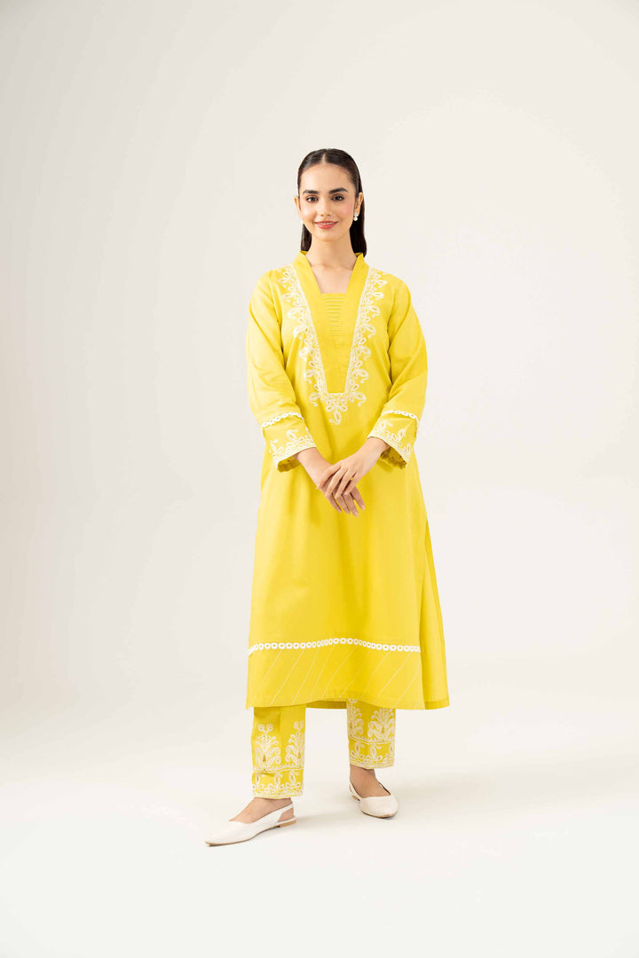 2 Piece Embroidered Winter Dobby Lemon Suit