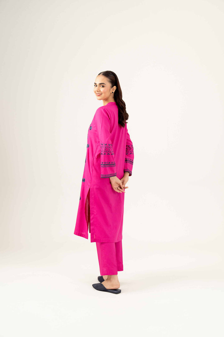 2 Piece Embroidered Winter Dobby Magneta Suit