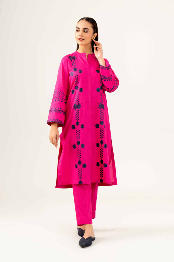 2 Piece Embroidered Winter Dobby Magneta Suit