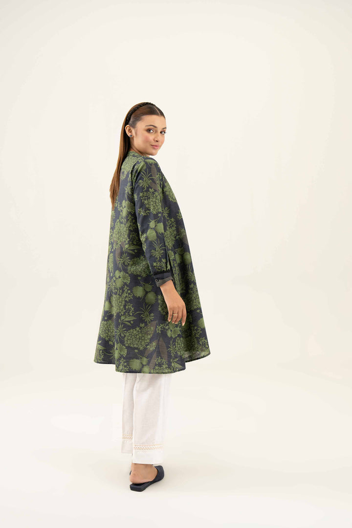 Khaddar Green Printed Winter Shirt