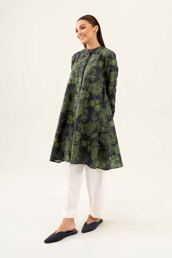 Khaddar Green Printed Winter Shirt