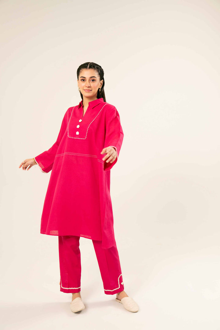 2 Piece Pink Khaddar Co-ord Set