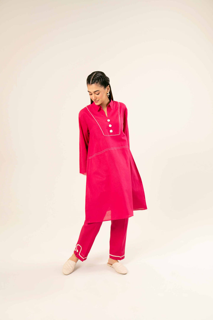 2 Piece Pink Khaddar Co-ord Set