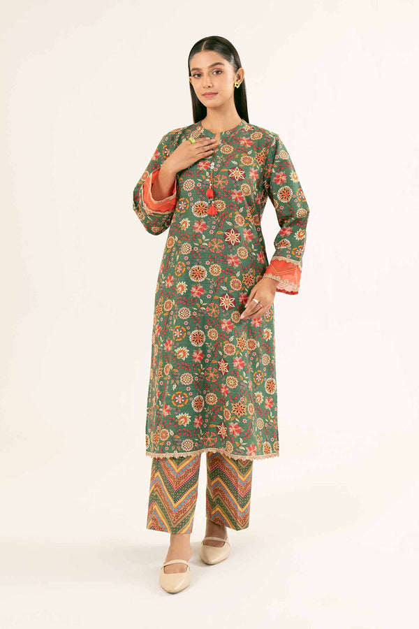 2 Piece Green Khaddar Printed Suit