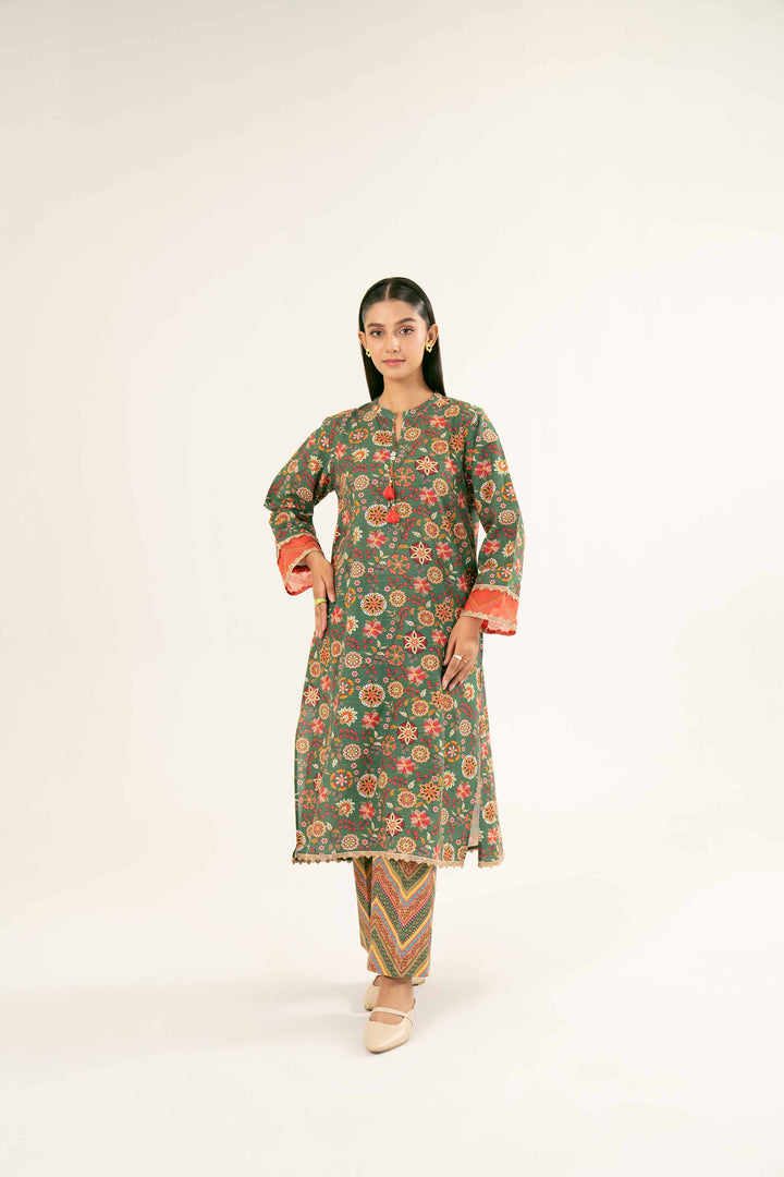 2 Piece Green Khaddar Printed Suit