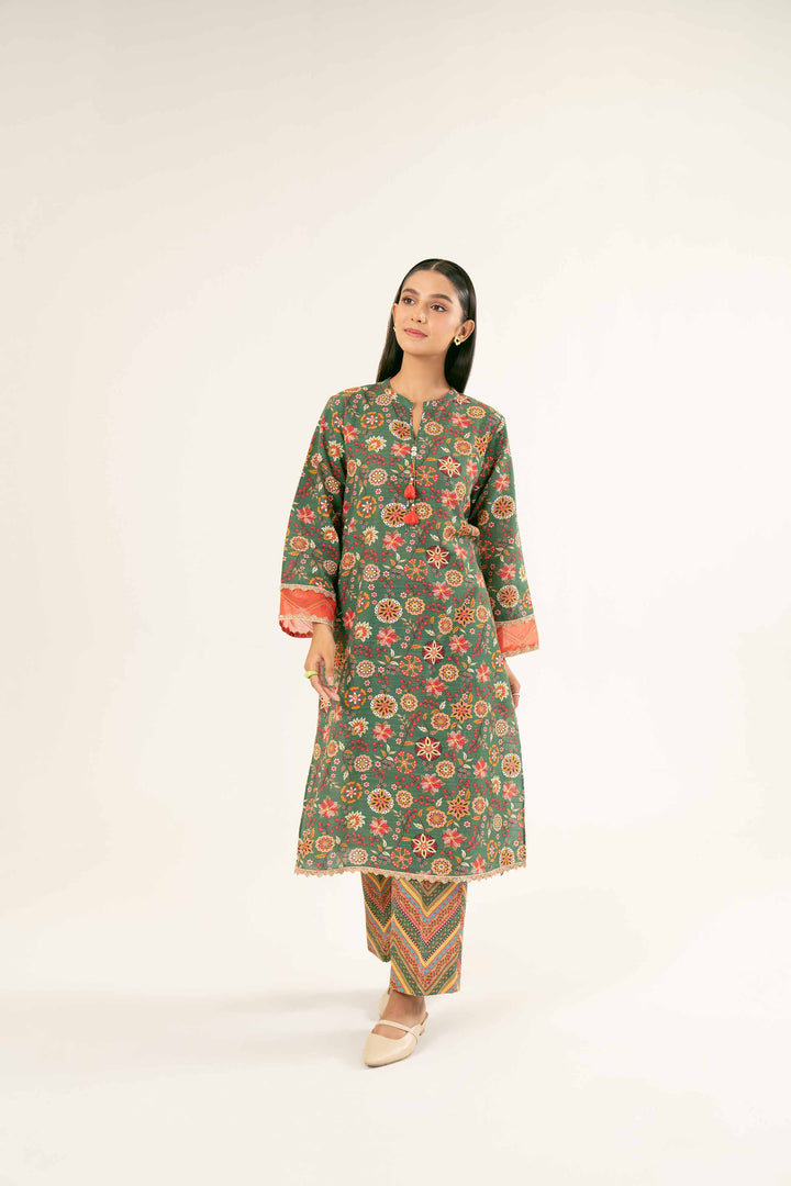 2 Piece Green Khaddar Printed Suit