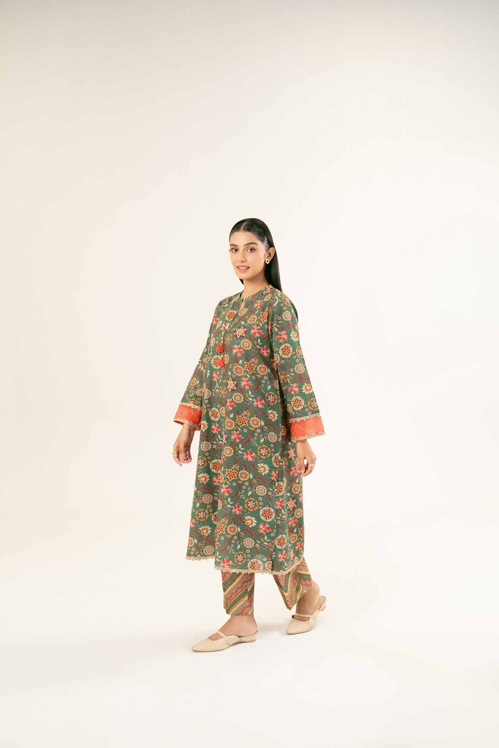 2 Piece Green Khaddar Printed Suit