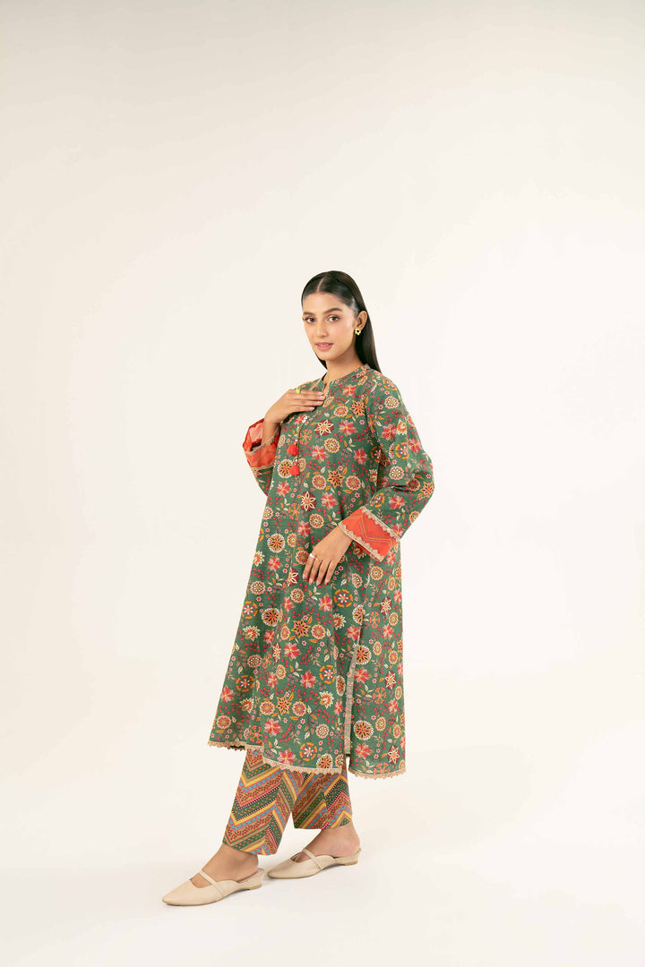 2 Piece Green Khaddar Printed Suit