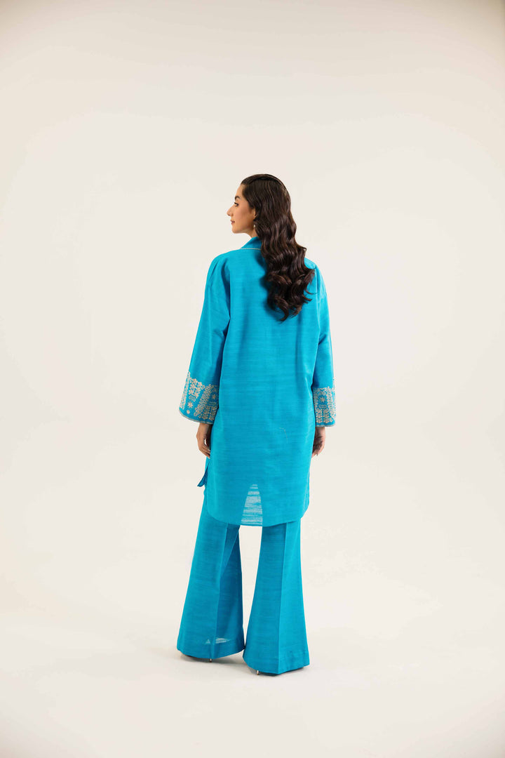 2 Piece Embroidered Teal Winter Khaddar Suit