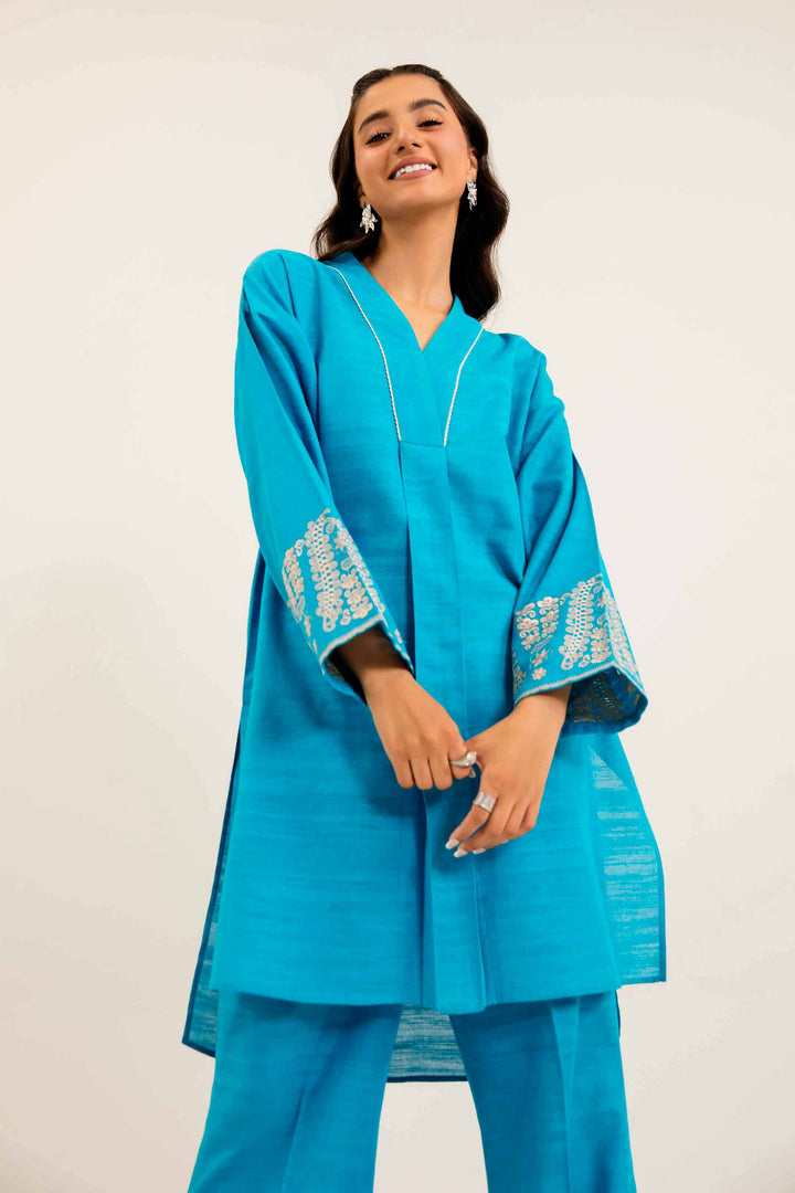 2 Piece Embroidered Teal Winter Khaddar Suit