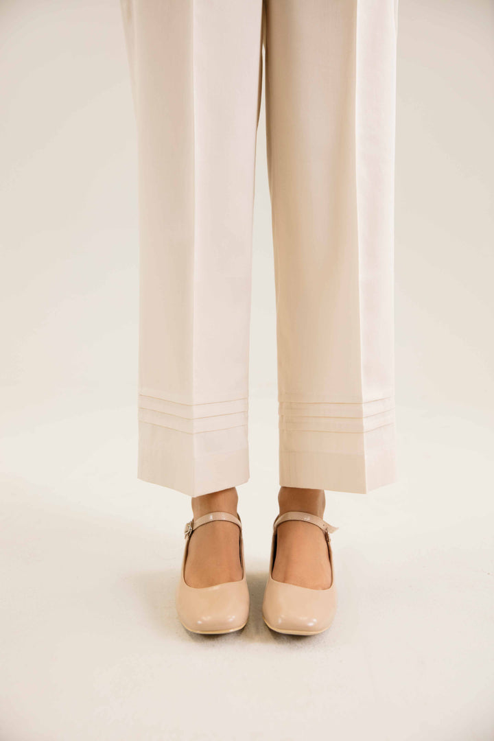 Off White Satin Basic Winter Trousers