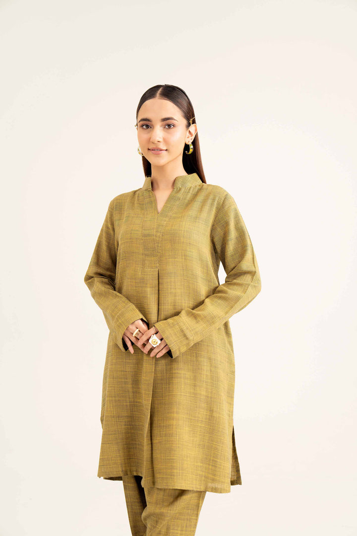 Yarn Dyed Yellow Basic Winter Co-ord Set