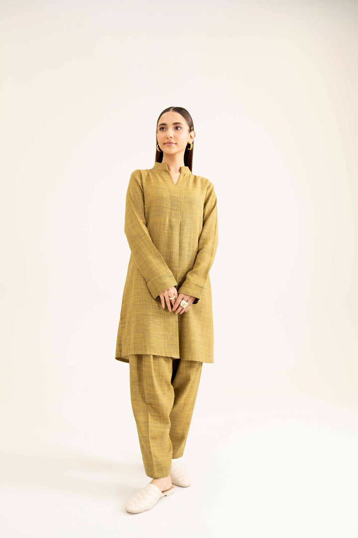 Yarn Dyed Yellow Basic Winter Co-ord Set