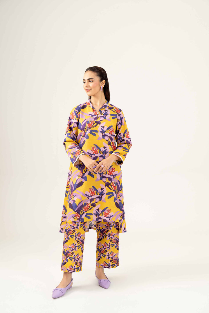 2 Piece Printed Mustard Winter Khaddar Suit