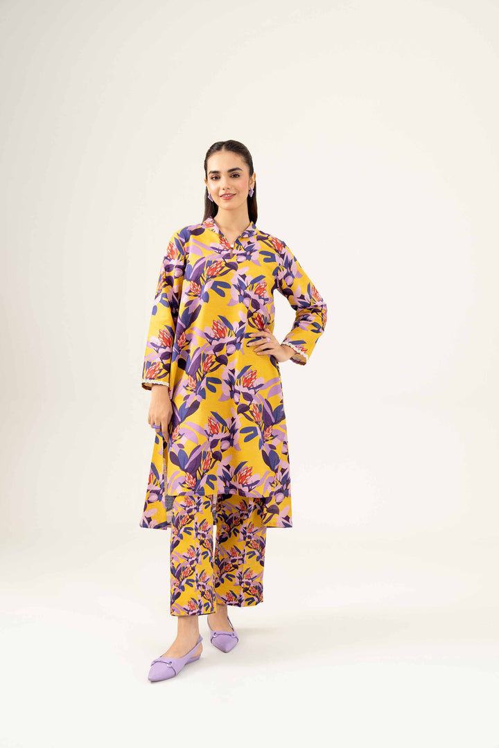 2 Piece Printed Mustard Winter Khaddar Suit