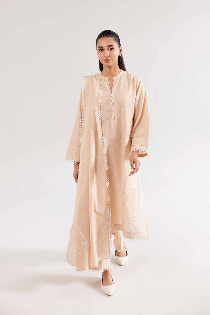 3 Piece Pink & Beige Karandi Suit