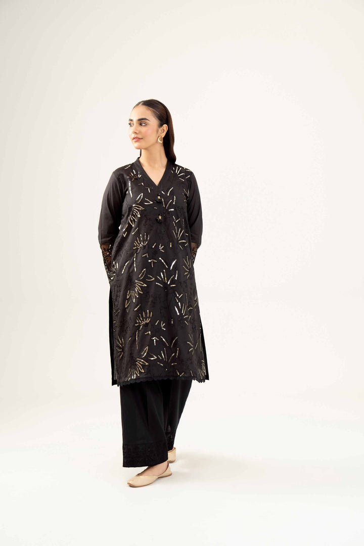 Lawn Black Embroidered Winter Shirt