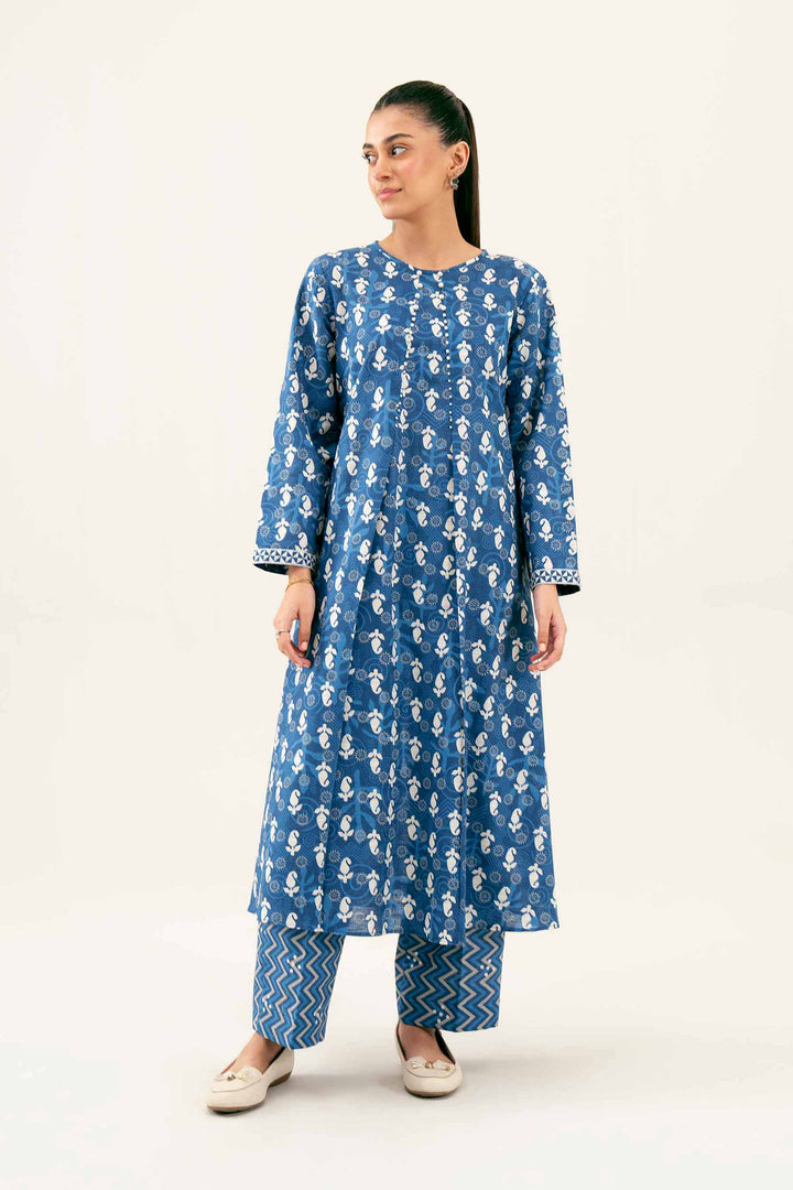 2 Piece Printed Blue Winter Khaddar Suit