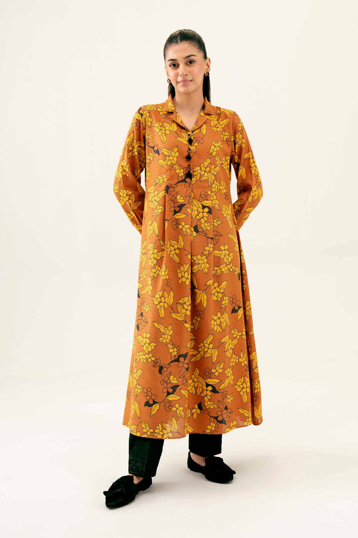 Brown Karandi Printed Winter Dress