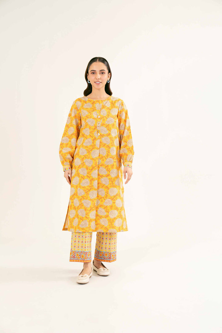 Printed Yellow Khaddar Suit