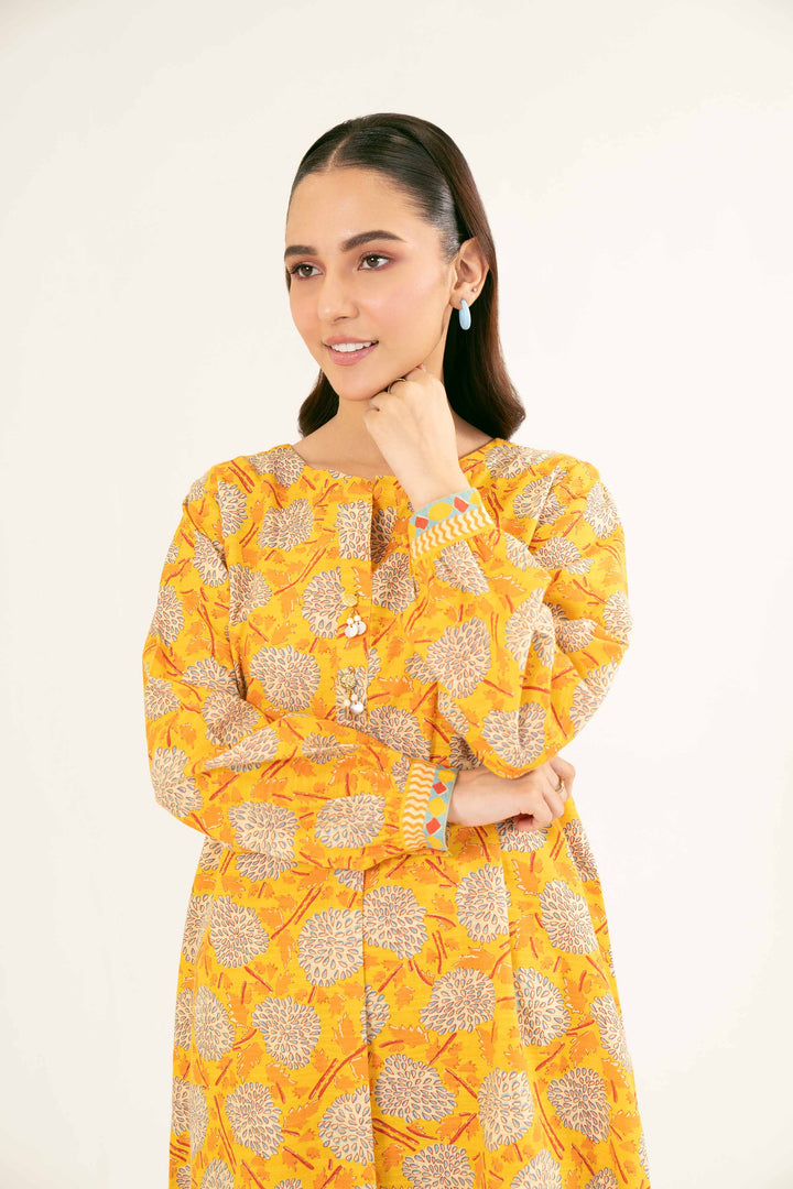 Printed Yellow Khaddar Suit