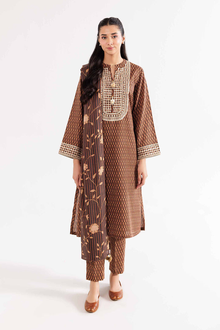 3 Piece Brown Karandi Suit