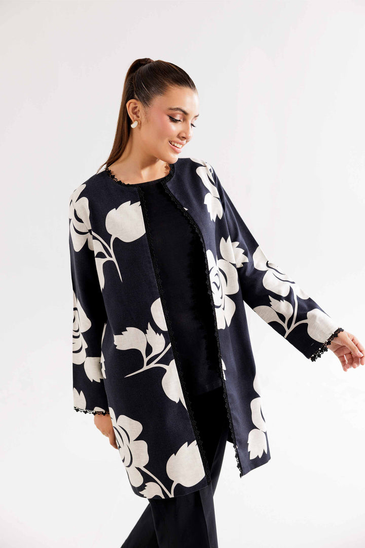 Karandi Black Printed Jacket