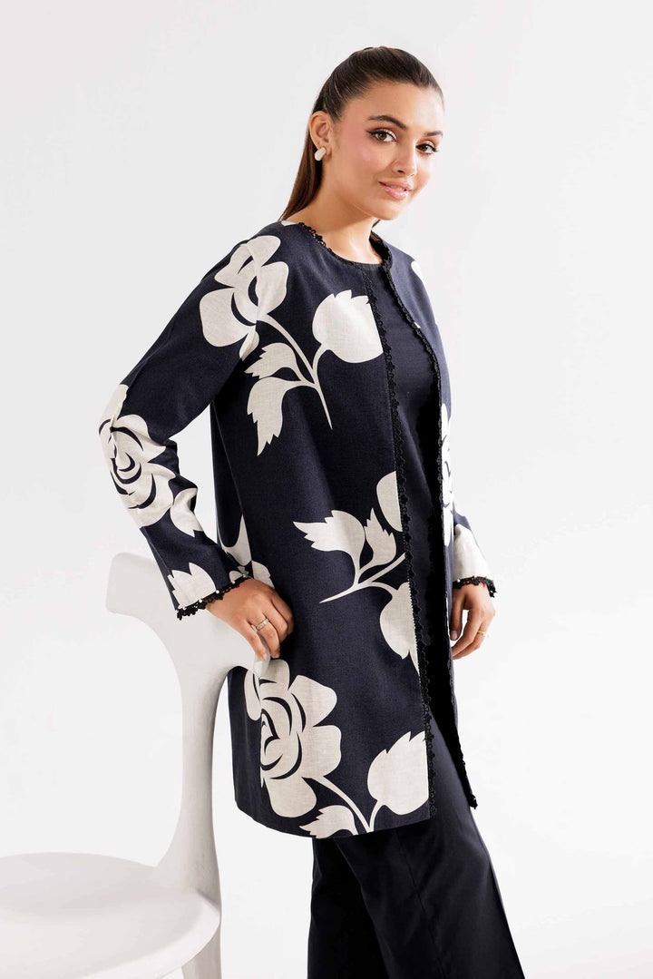 Karandi Black Printed Jacket