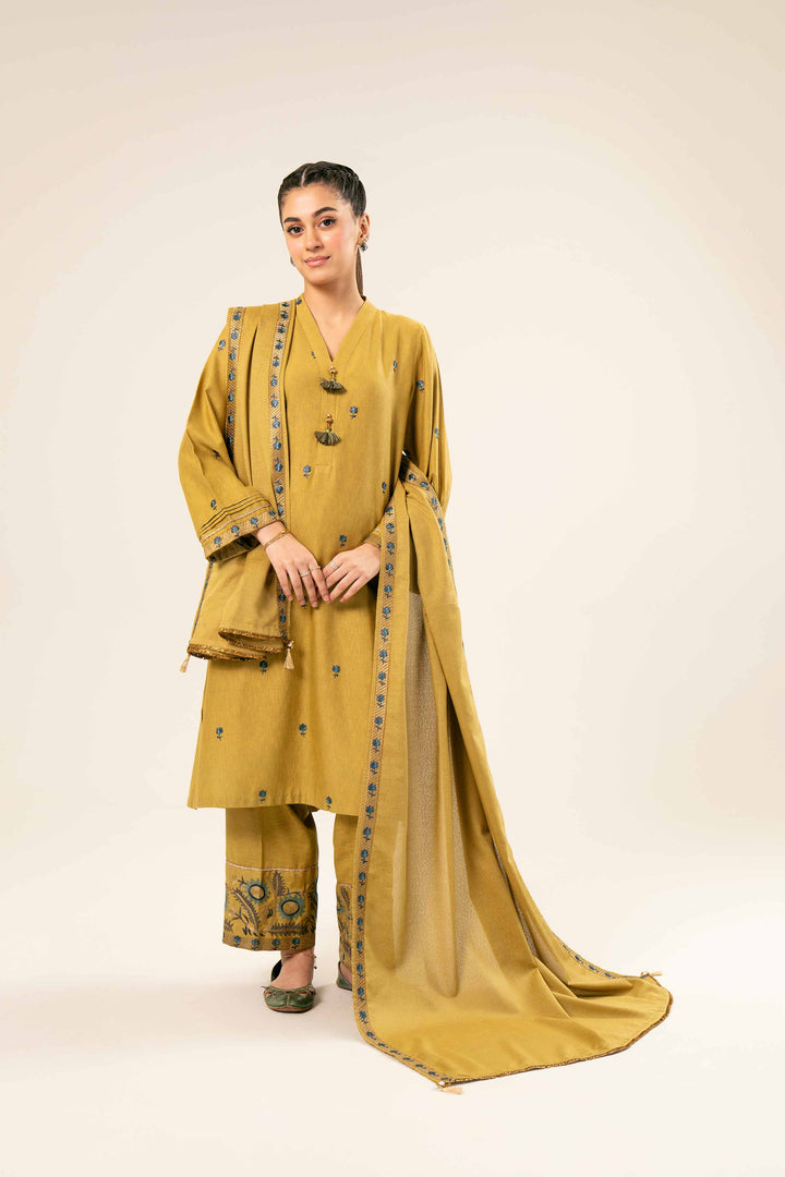 3 Piece Olive Green Karandi Suit