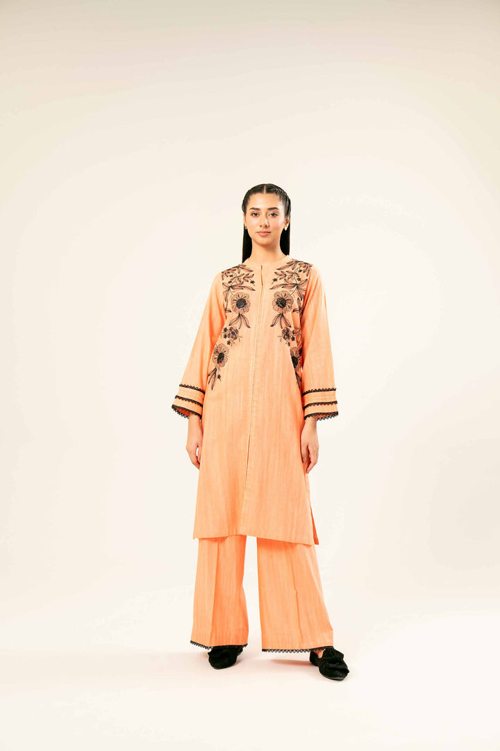 2 Piece Orange Khaddar Suit