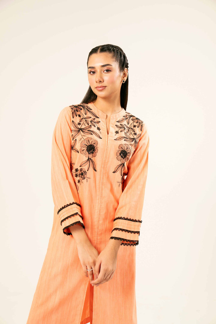 2 Piece Orange Khaddar Suit