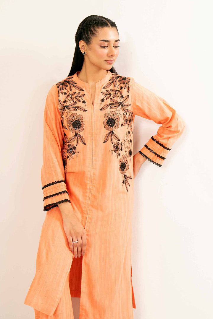 2 Piece Orange Khaddar Suit