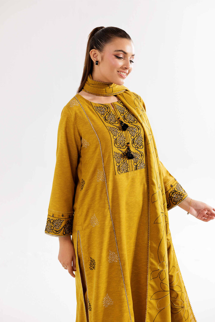 3 Piece Mustard Karandi Suit