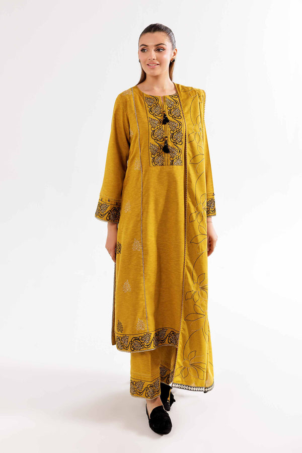 3 Piece Mustard Karandi Suit